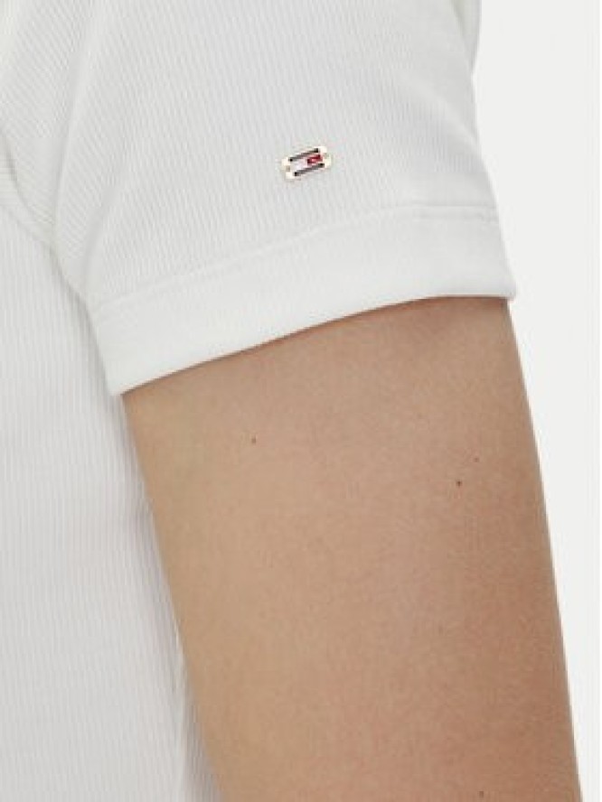 Tommy Hilfiger Polo Slim Gold Button Polo Ss WW0WW45436 Biały Regular Fit