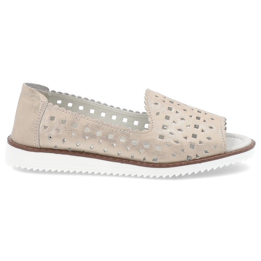 Beżowe Baleriny S.Barski Wsuwane Obuwie Damskie