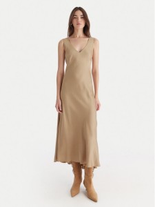 ViCOLO Sukienka koktajlowa TF0247 Beżowy Regular Fit