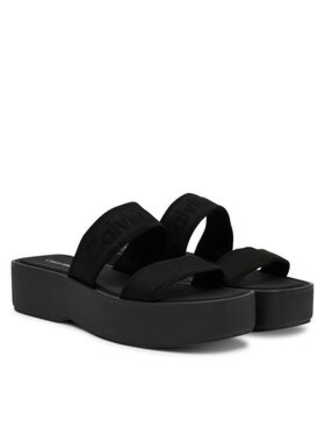 Calvin Klein Klapki Flatform Sndl Webbing HW0HW02878 Czarny