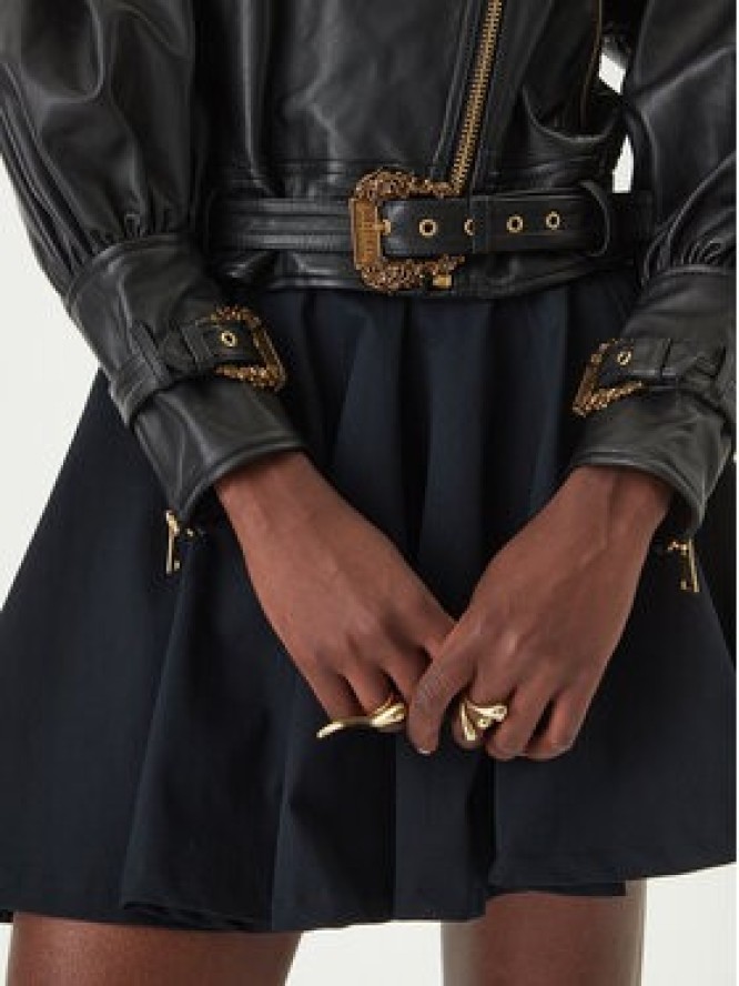 Versace Jeans Couture Kurtka skórzana 80HAVP00 CP009 Czarny Loose Fit