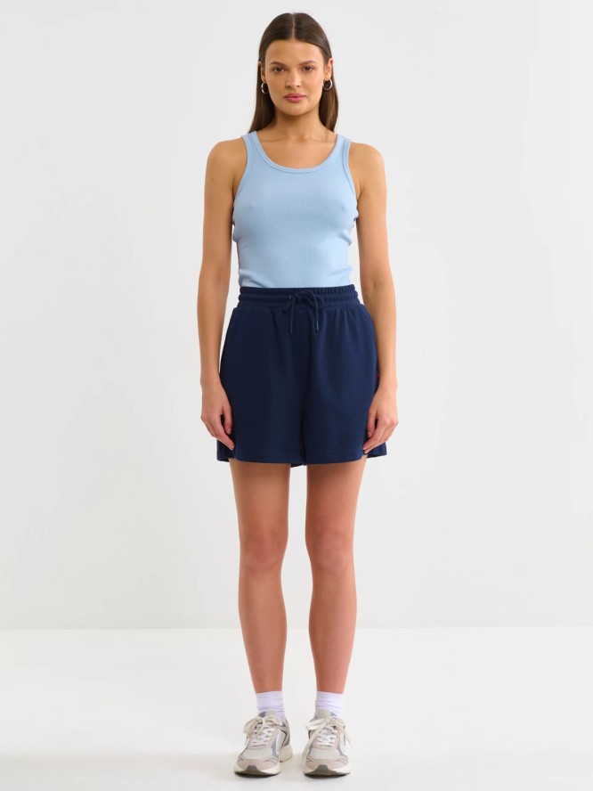 Koszulka damska na ramiączkach prążkowana błękitna Aurela 400