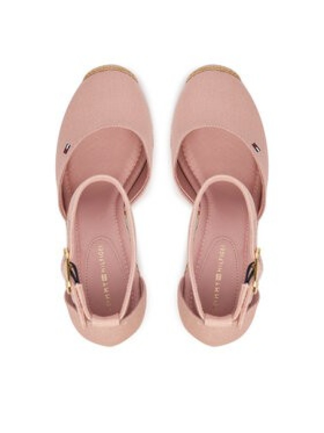 Tommy Hilfiger Espadryle Flag High Wedge Espad Closed Toe FW0FW09225 Różowy