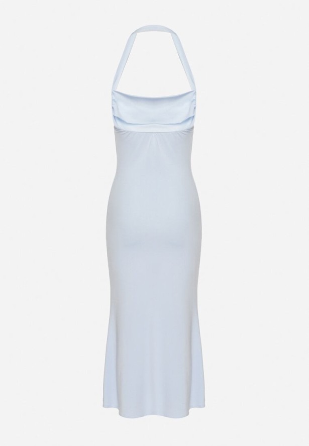 Niebieska Taliowana Sukienka Koktajlowa z Wiskozą Izazira