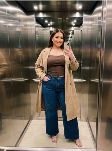 Jeansy wide leg Plus Size - granatowy