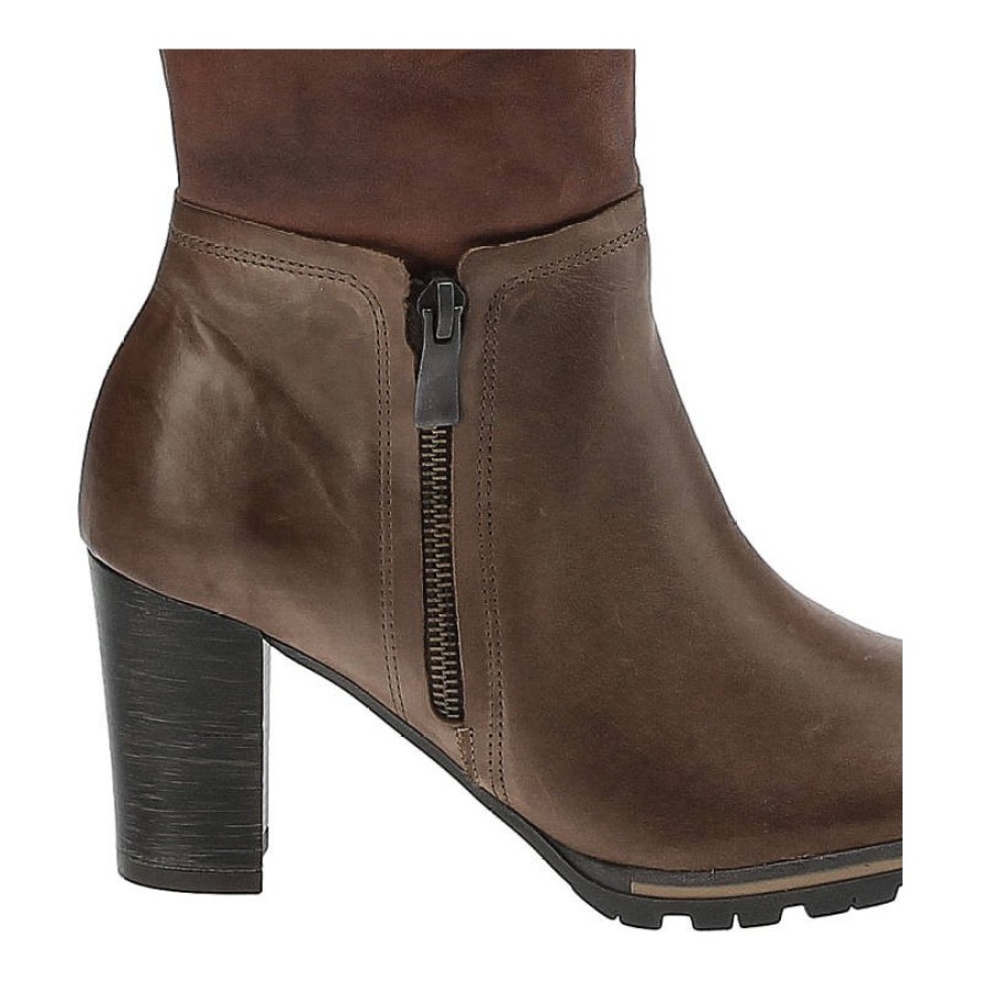 Kozaki damskie Karino, eleganckie na wysokim obcasie, ciemnobrązowe, 0670-015-M