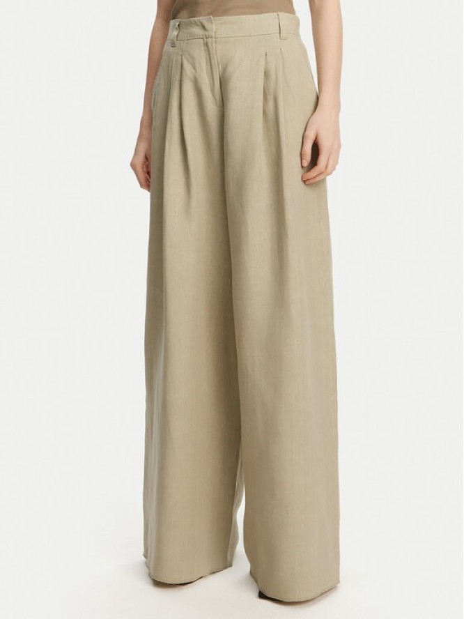 Marella Spodnie palazzo Zama 2513131132200 Khaki Regular Fit