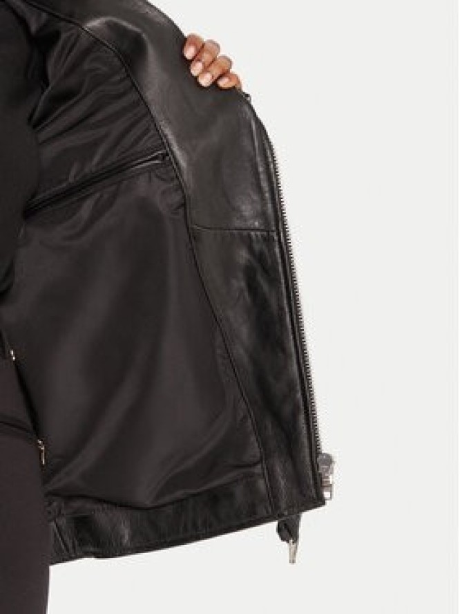NEW ROCK Kurtka skórzana W-NRLMJ078-S1 Czarny Regular Fit