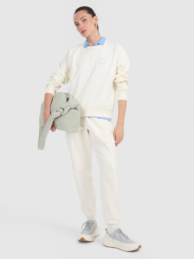 4F Bluza dresowa nierozpinana bez kaptura damska - biała XS