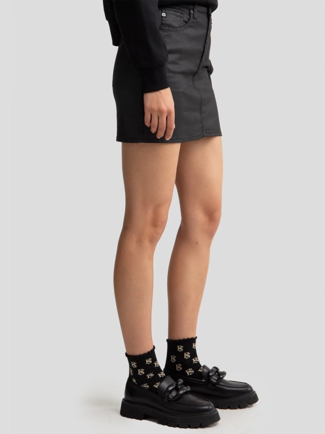 Spódnica damska jeansowa woskowana mini czarna Margaret 924