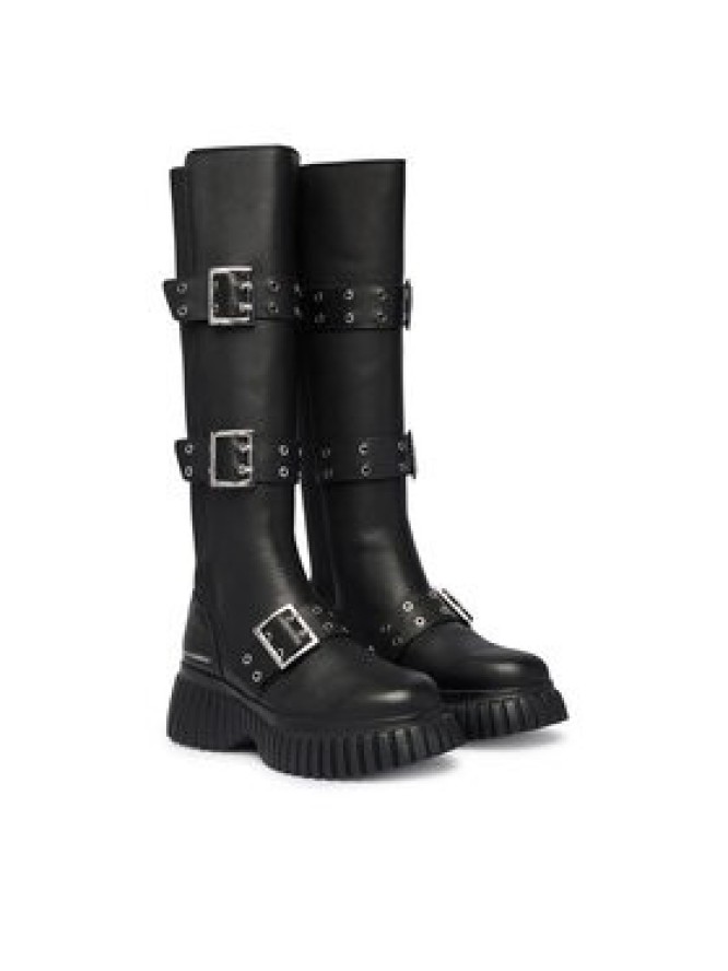 KARL LAGERFELD Kozaki Kreeper Wedge KL44490 Czarny