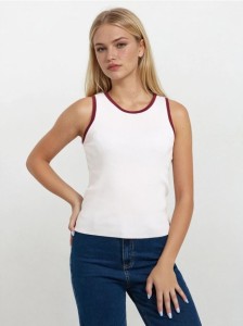 Bluzka bez rękawów - kremowy