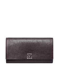 Calvin Klein Portfel Emblem Hw Long Bifold LV04F1316G Brązowy