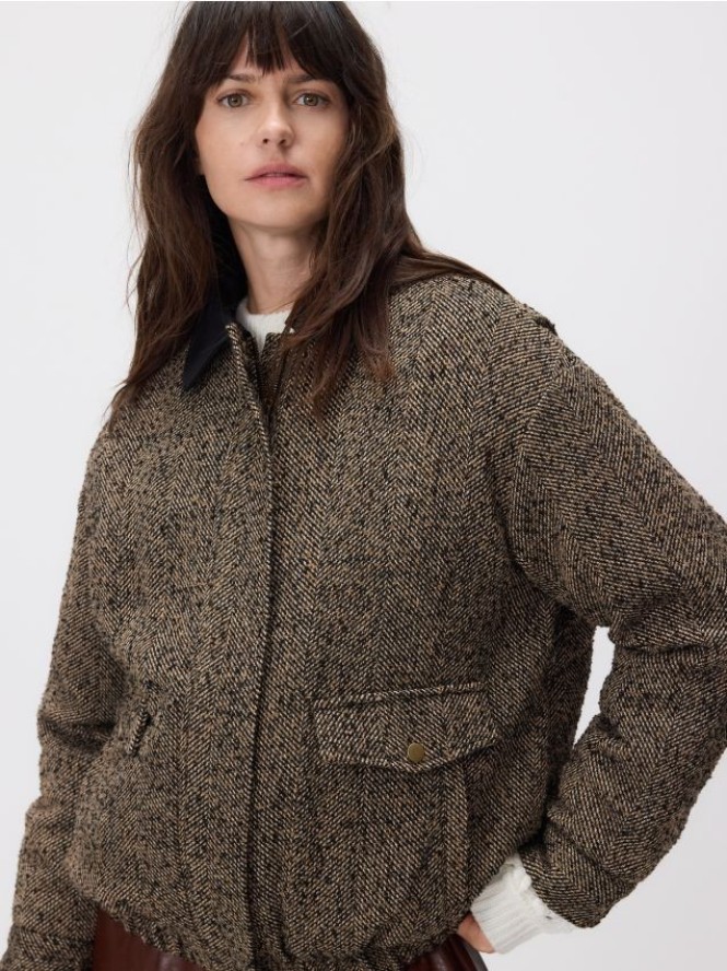 Bomberka z dodatkiem wełny - ciemnozielony