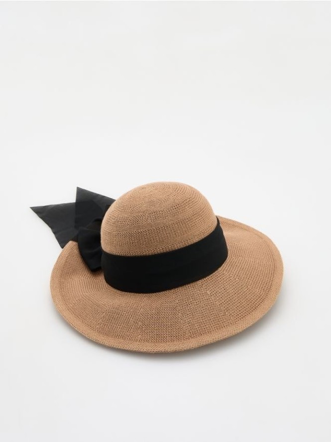 Kapelusz z kokardą - kremowy