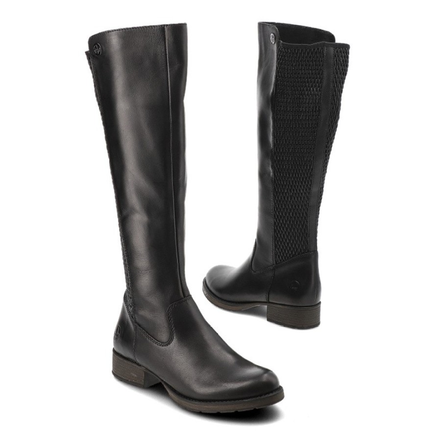 Czarne Kozaki Rieker Modne Obuwie Damskie