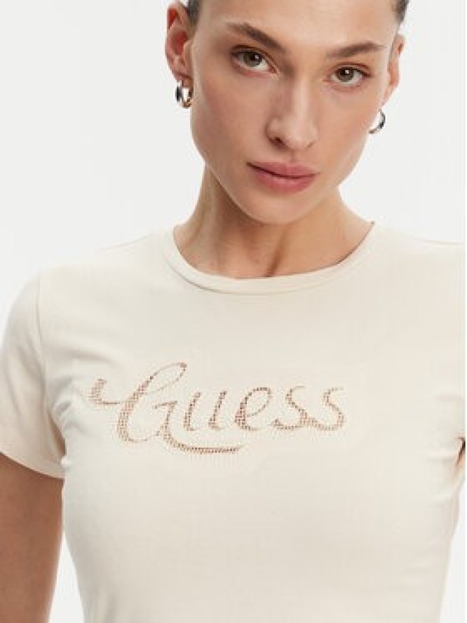 Guess T-Shirt W5GI47 KA0Q1 Écru Slim Fit