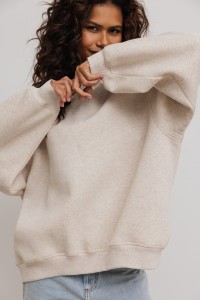 Bluza damska o prostym kroju w kolorze LATTE MELANGE - OHIO-UNI