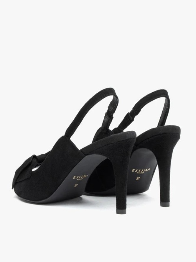 Czarne czółenka peep toe z kokardą