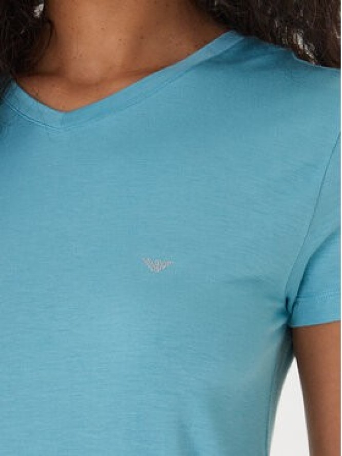 Emporio Armani T-Shirt EW000409 AF19024 U9163 Turkusowy Regular Fit