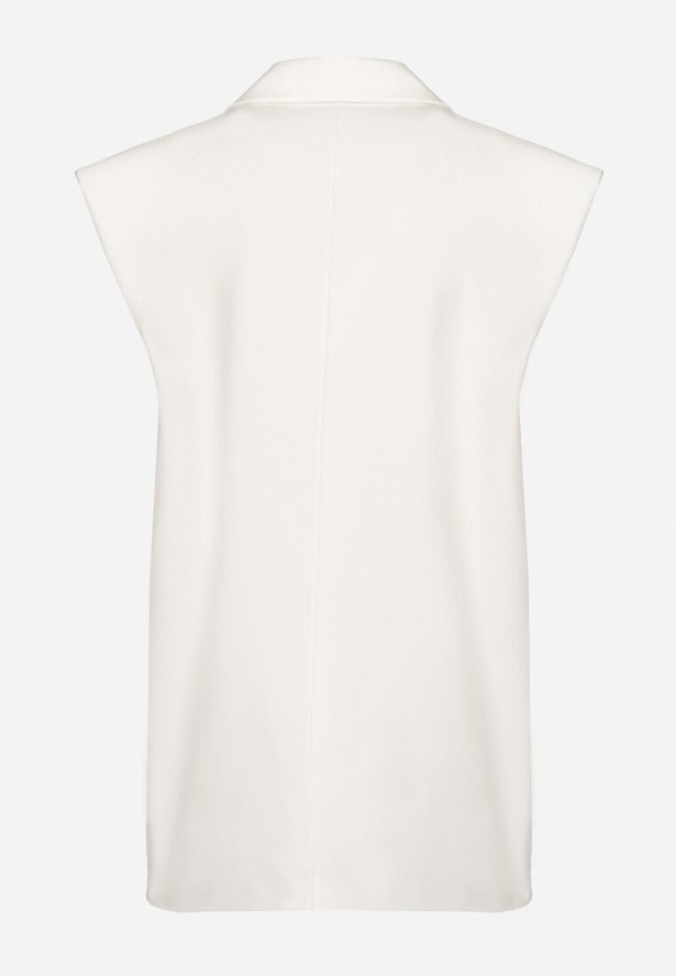 Biała Kamizelka Garniturowa z Usztywnionymi Ramionami Ellavessa