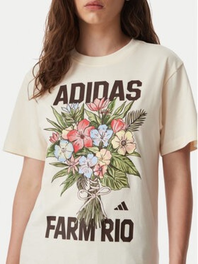 adidas T-Shirt Fram Rio Graphic KR0280 Kremowy Regular Fit