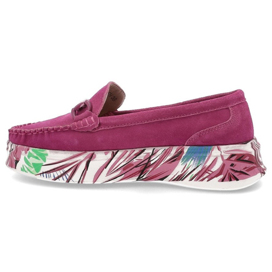 Różowe Półbuty Filippo Mokasyny Damskie Z Wzorzystą Podeszwą