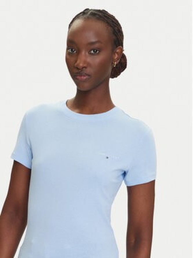 Tommy Jeans T-Shirt Linear DW0DW21164 Błękitny Slim Fit