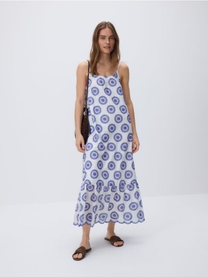 Bawełniana sukienka na ramiączkach - wielobarwny