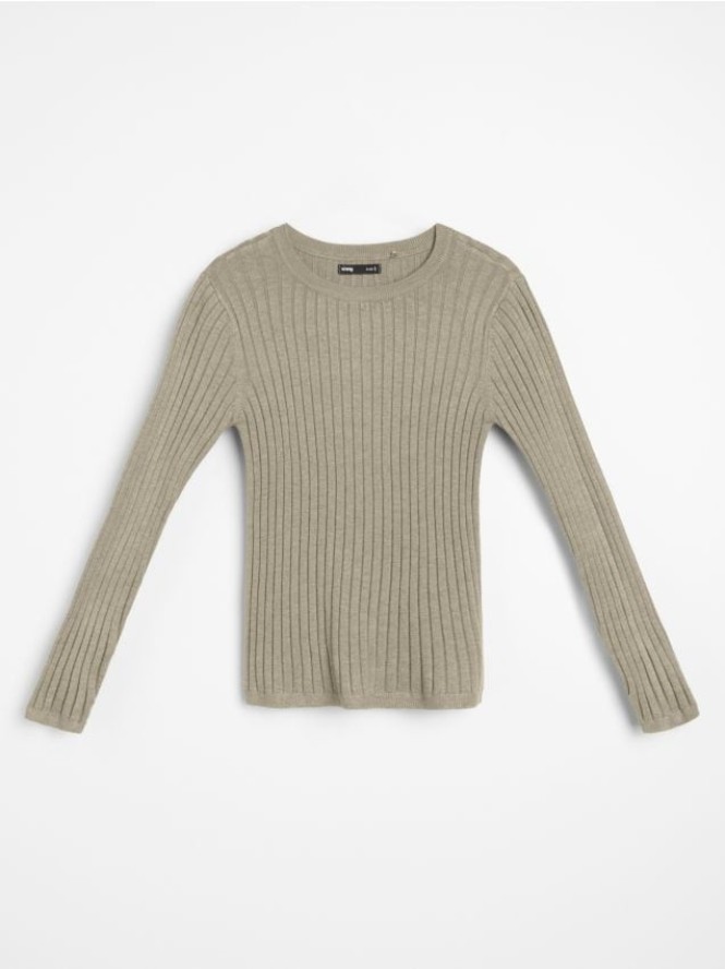 Dopasowany sweter z długimi rękawami - zielony