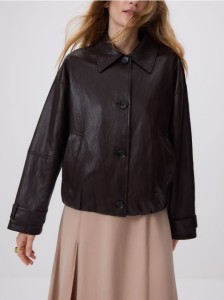 Kurtka oversize z kołnierzykiem - ciemnobrązowy