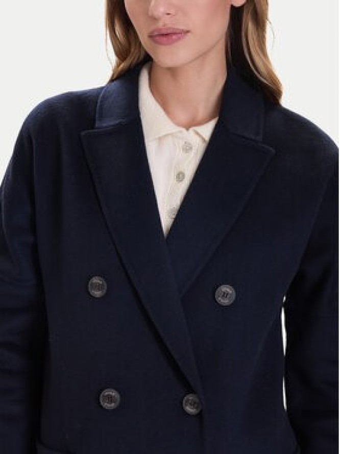 ViCOLO Płaszcz wełniany TF0001 Granatowy Regular Fit