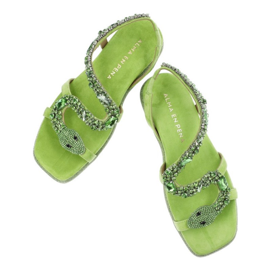 Zielone Sandały Alma En Pena Modne Obuwie Damskie