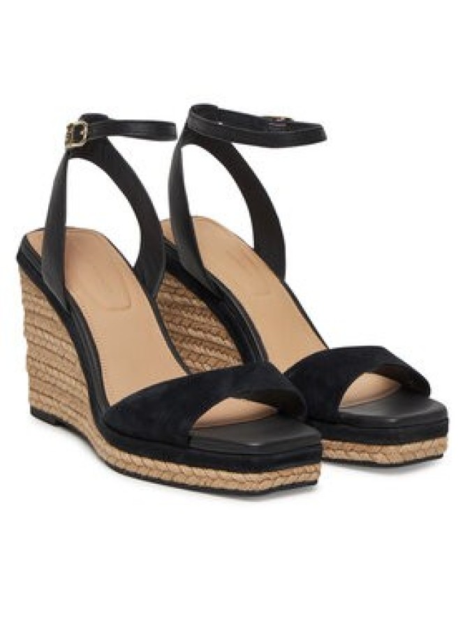 Tommy Hilfiger Espadryle Leather & Suede High Wedge Espad FW0FW08803 Czarny