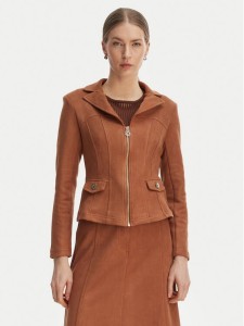 Rinascimento Kurtka z imitacji skóry CFC0127914003 Brązowy Slim Fit