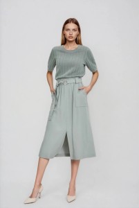 Spódnica z wiskozy oliwkowa