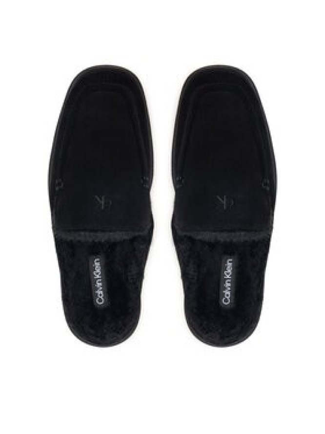 Calvin Klein Klapki Flatform Mule Suede WL HW0HW03182 Czarny