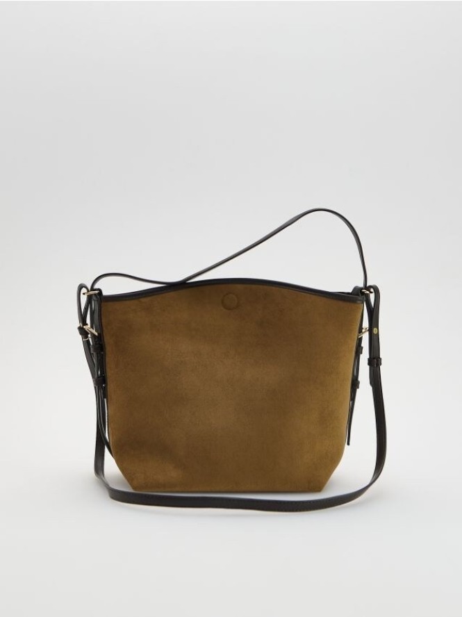 Torebka z imitacji zamszu - warm olive