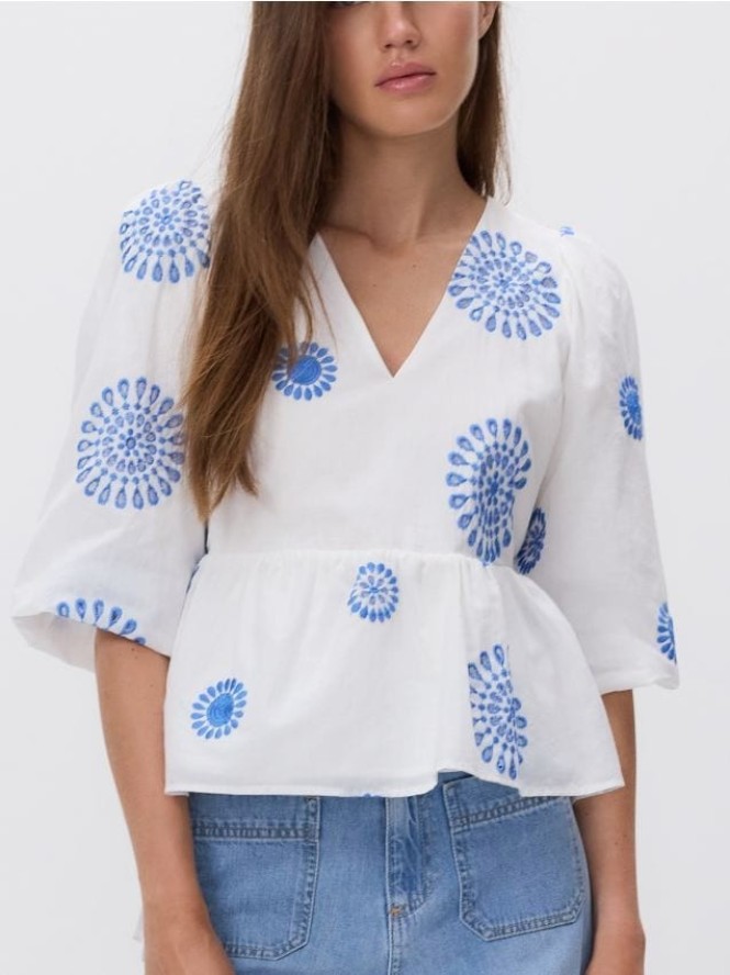 Bluzka z baskinką - biały