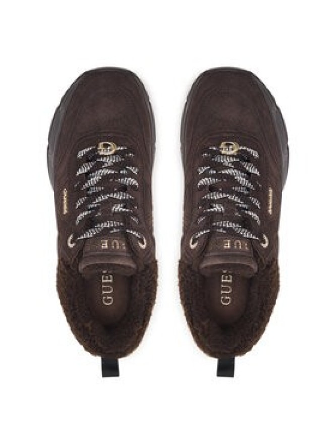 Guess Sneakersy FLFFA2 LEA12 Brązowy ciemny