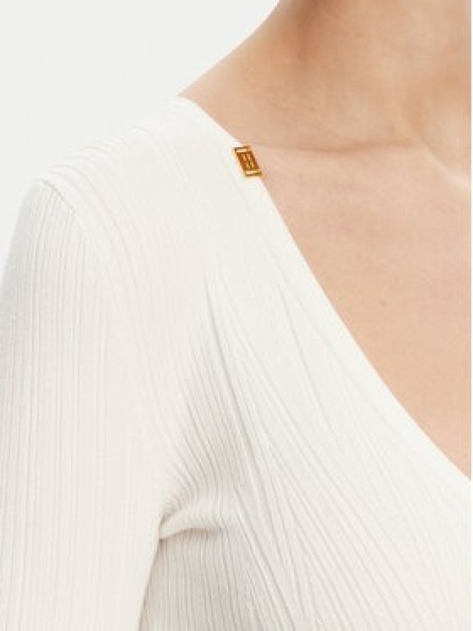 Elisabetta Franchi Sukienka dzianinowa AM-52B-51E2 Biały Slim Fit