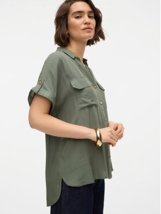 Vero Moda Koszula Bumpy 10310139 Zielony Regular Fit