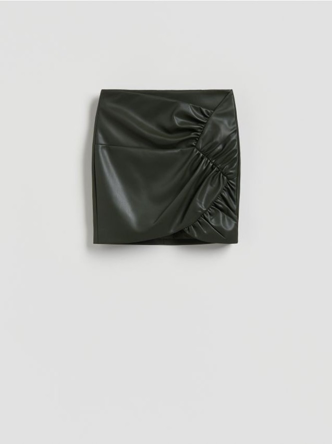 Spódnica z marszczeniem - ciemnozielony