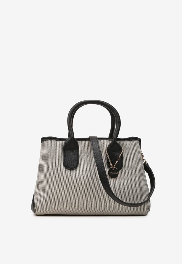 Czarno-Biała Niewielka Torebka z Trzema Komorami i Regulowanym Paskiem Ayslin