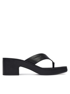 Calvin Klein Japonki Block Heel Sndl Thong Lth HW0HW02913 Czarny