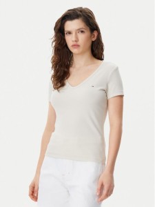 Tommy Jeans T-Shirt Essential DW0DW17385 Beżowy Slim Fit