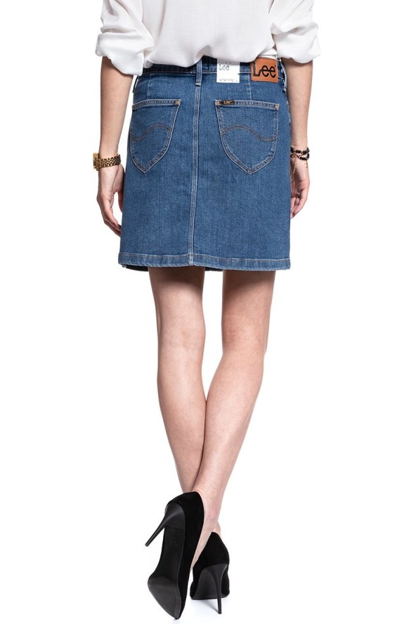 SPÓDNICA JEANSOWA LEE A LINE SKIRT MID STONEWASH L38NMG44 112108286