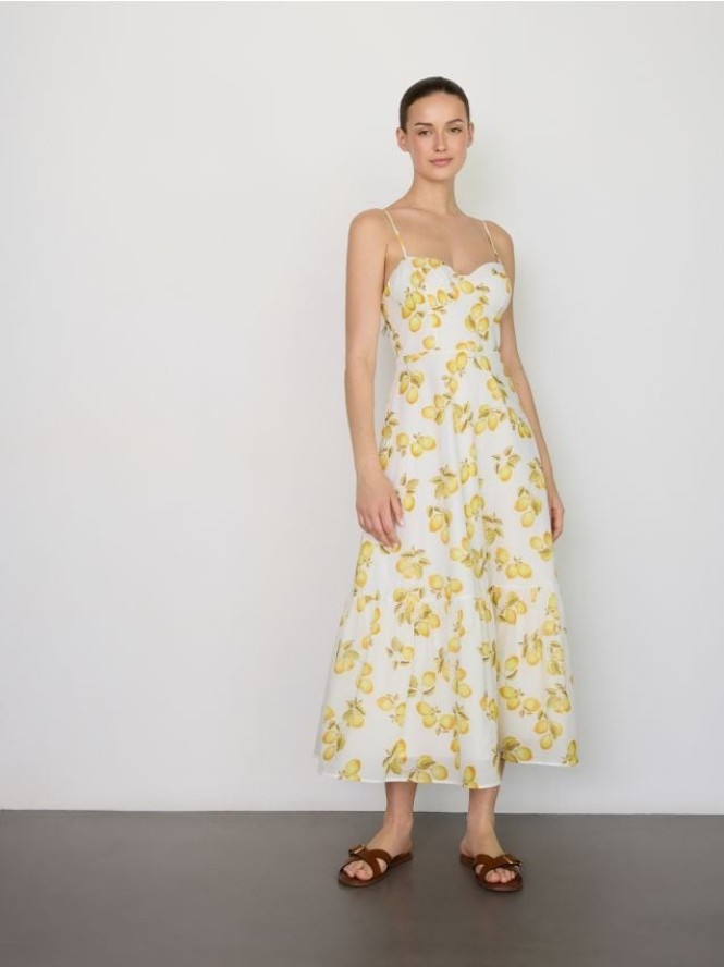 Wzorzysta sukienka - jasnożółty