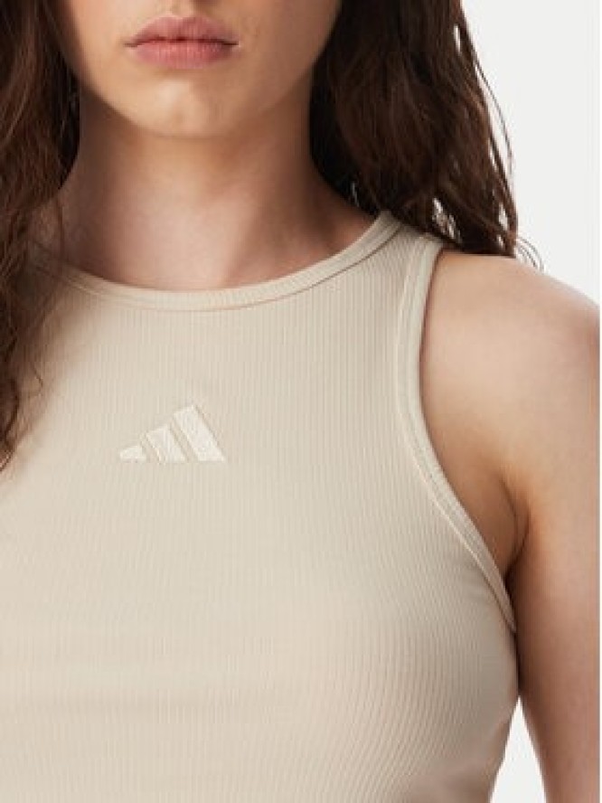 adidas Top Kit Small Logo Rib Tank KS7834 Kremowy Slim Fit