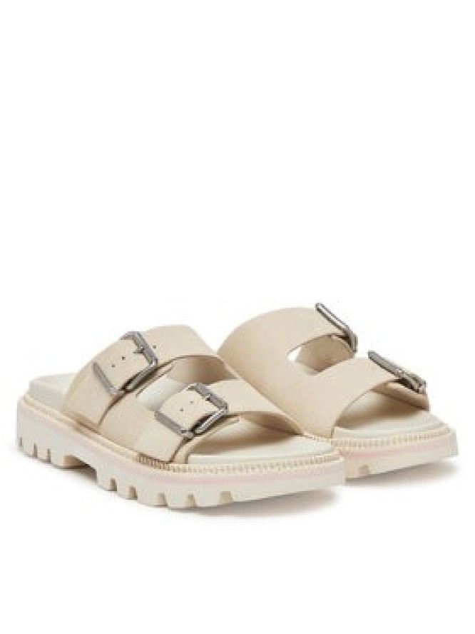 Tommy Jeans Klapki Double Strap Sandal Suede EN0EN02797 Écru